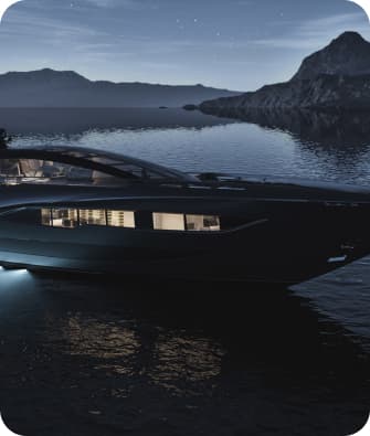 Beautiful yacht in sunset sea